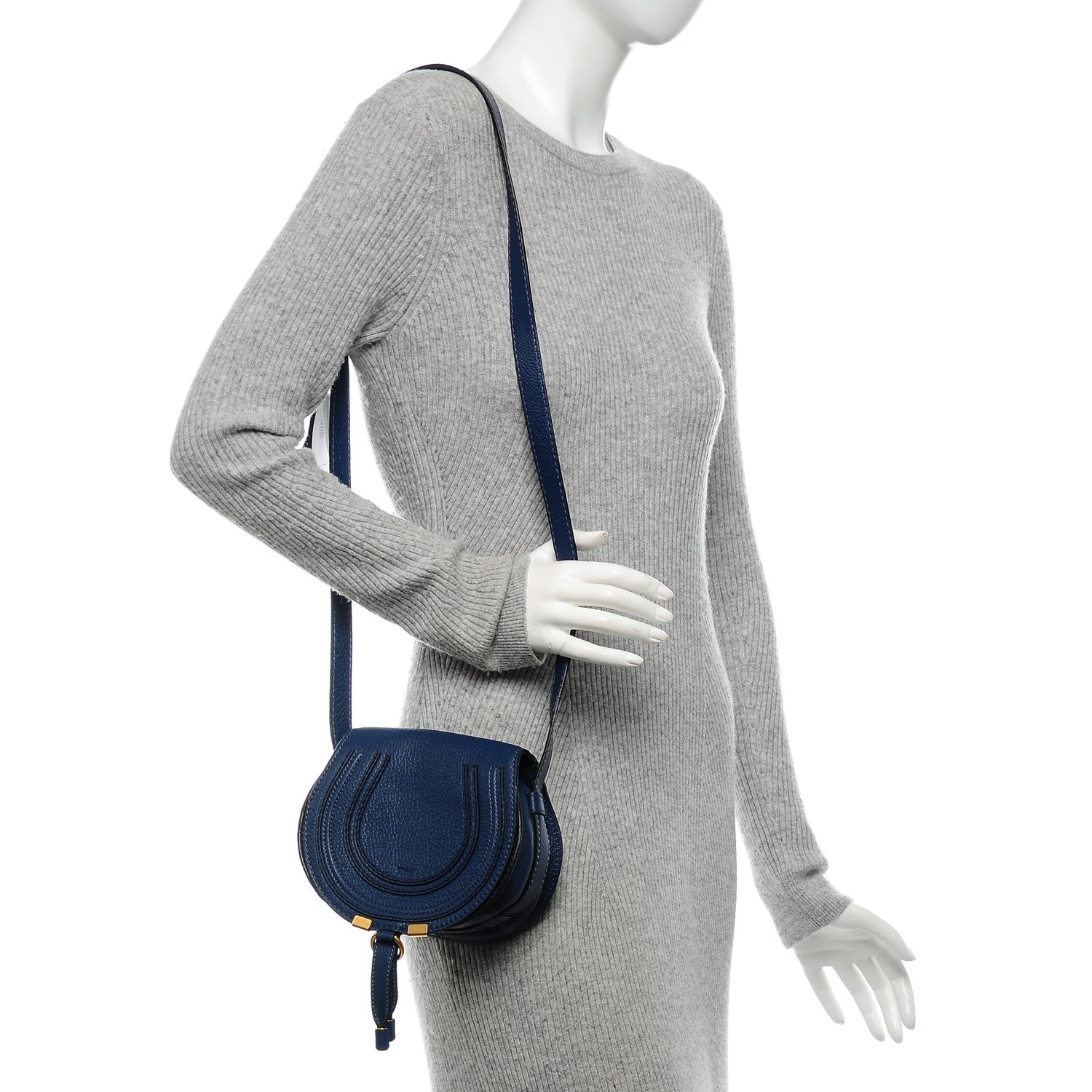 Chloe Calfskin Mini Marcie Round Crossbody Bag Royal Navy 2 of 7