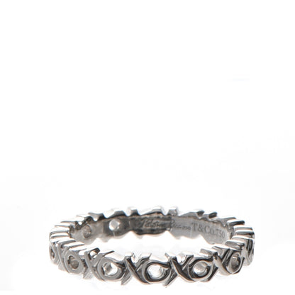 Tiffany 18K White Gold Diamond Love and Kisses Band Ring 48 4.5 3 of 6