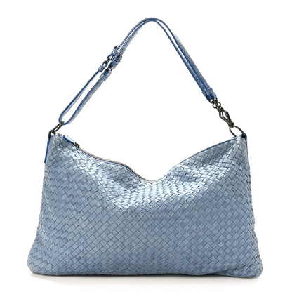 Bottega Veneta Nappa Torchon Alligator Intrecciato Hobo Bag Light Blue 1 of 8