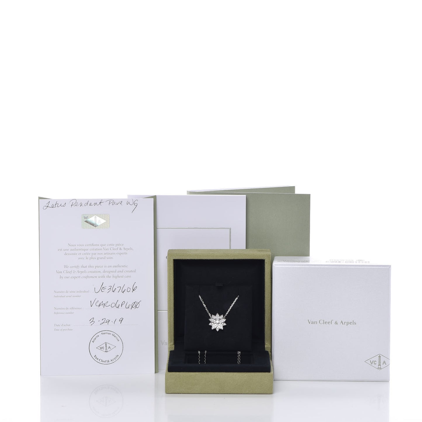18K White Gold Diamond Small Lotus Pendant Necklace