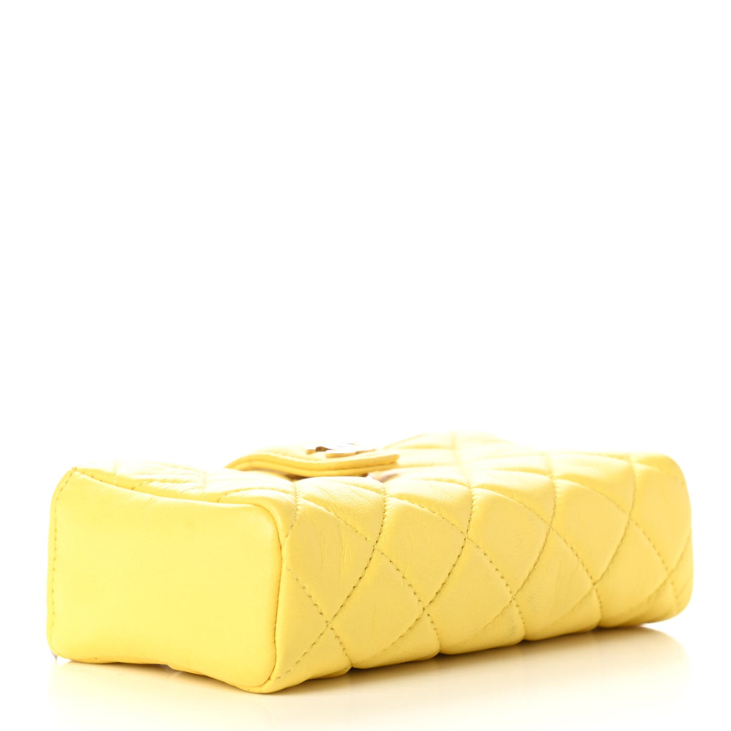 Calfskin Quilted Zipped Pocket Wallet Yellow