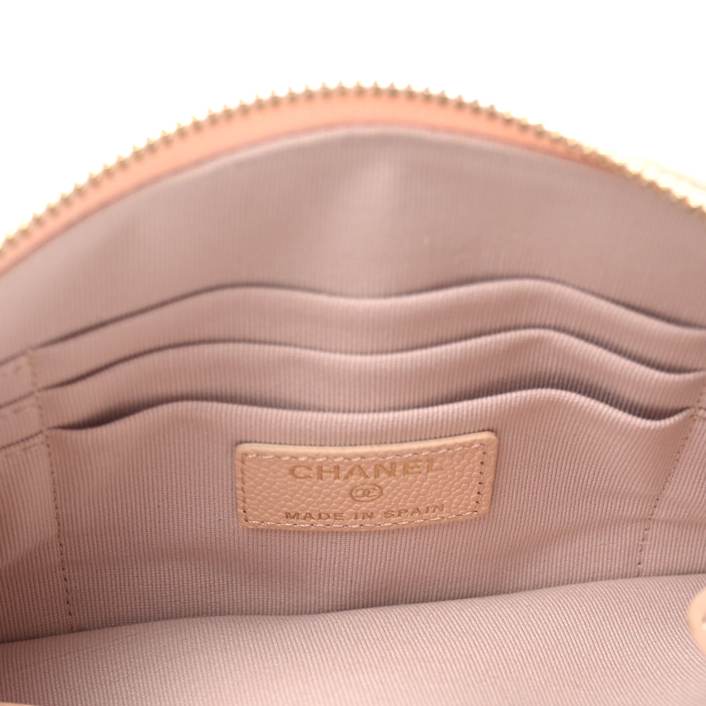 Caviar Quilted Cosmetic Case Beige
