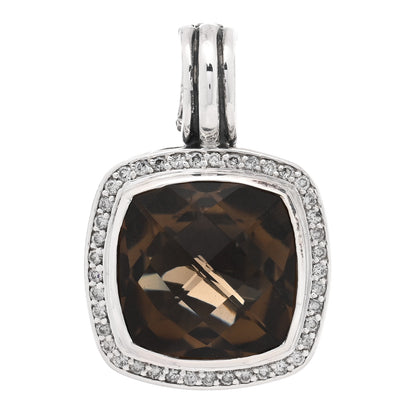 David Yurman Sterling Silver Diamond Smoky Quartz 14mm Albion Pendant 1 of 3