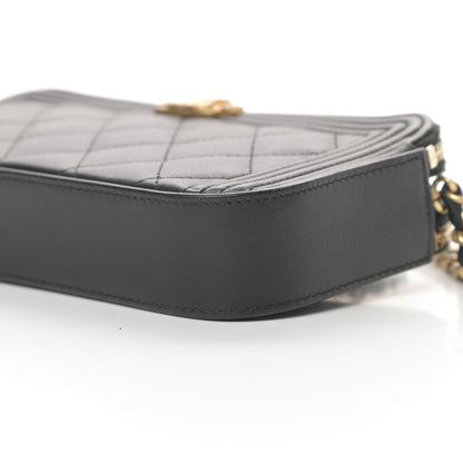 Chanel Lambskin Quilted Small Boy Clutch With Chain Black 13 of 18