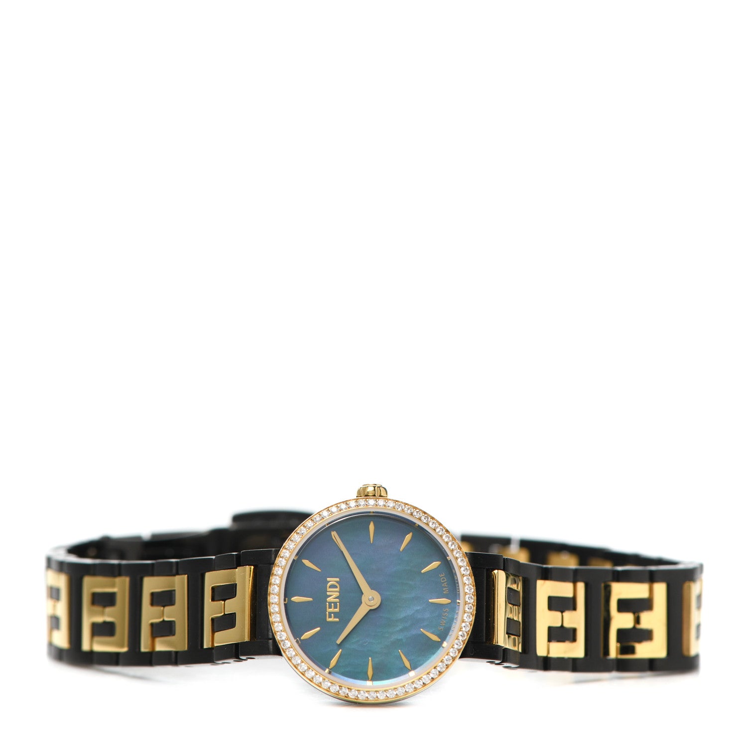 Fendi Stainless Steel Diamond Bezel Blue Mother of Pearl 19mm Fendi Forever Quartz Watch 2 of 5