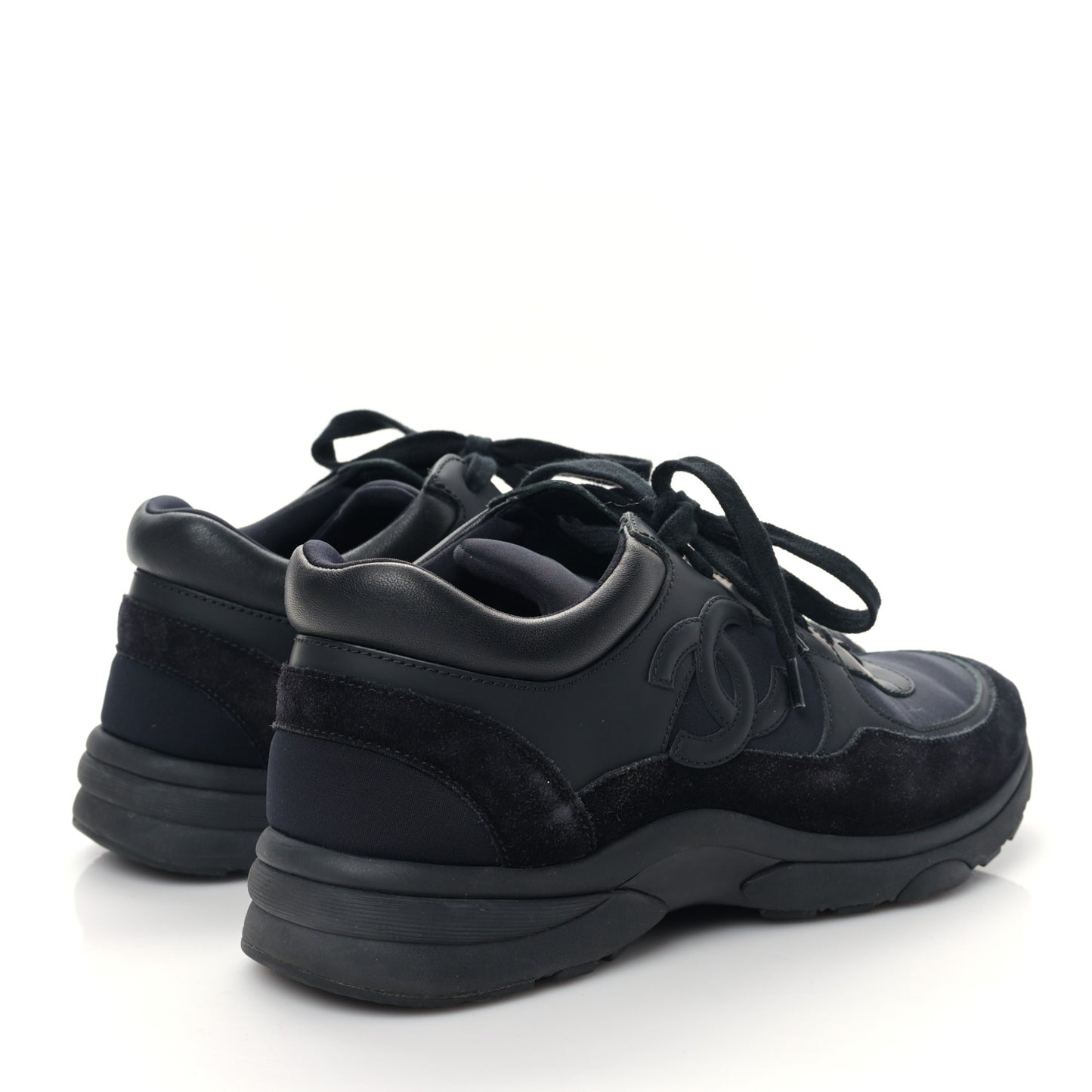 Fabric Calfskin Suede CC Sneakers 37 Black