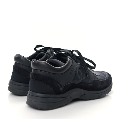 Chanel Fabric Calfskin Suede CC Sneakers 37 Black 4 of 8