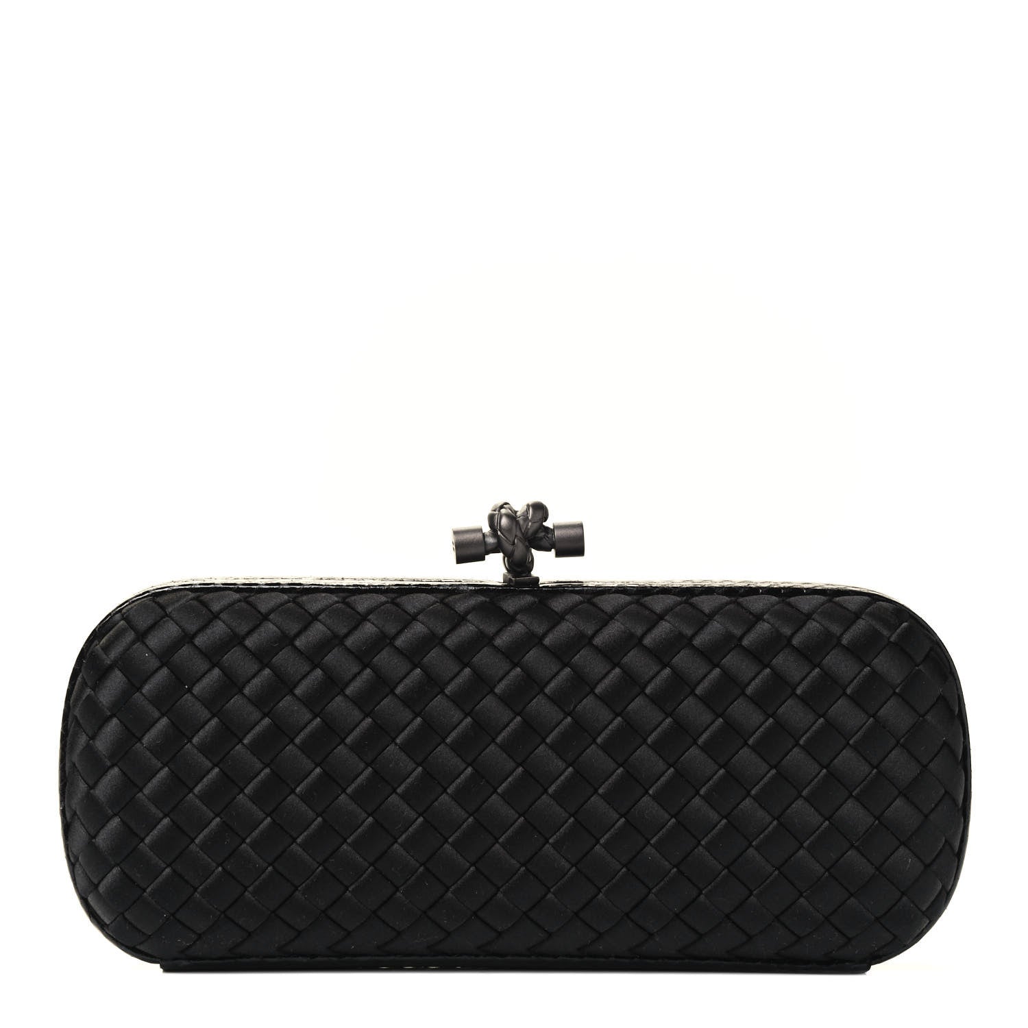 Bottega Veneta Satin Ayers Intreccio Impero Stretch Knot Clutch Black 1 of 4