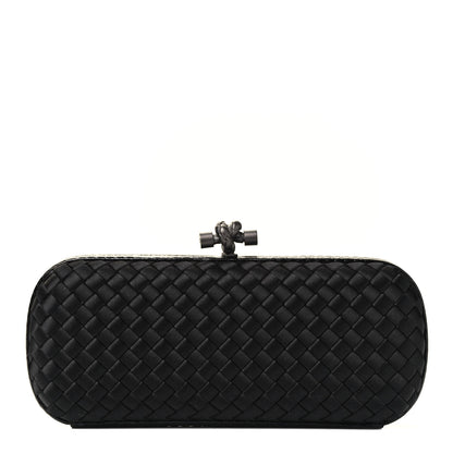 Bottega Veneta Satin Ayers Intreccio Impero Stretch Knot Clutch Black 1 of 4
