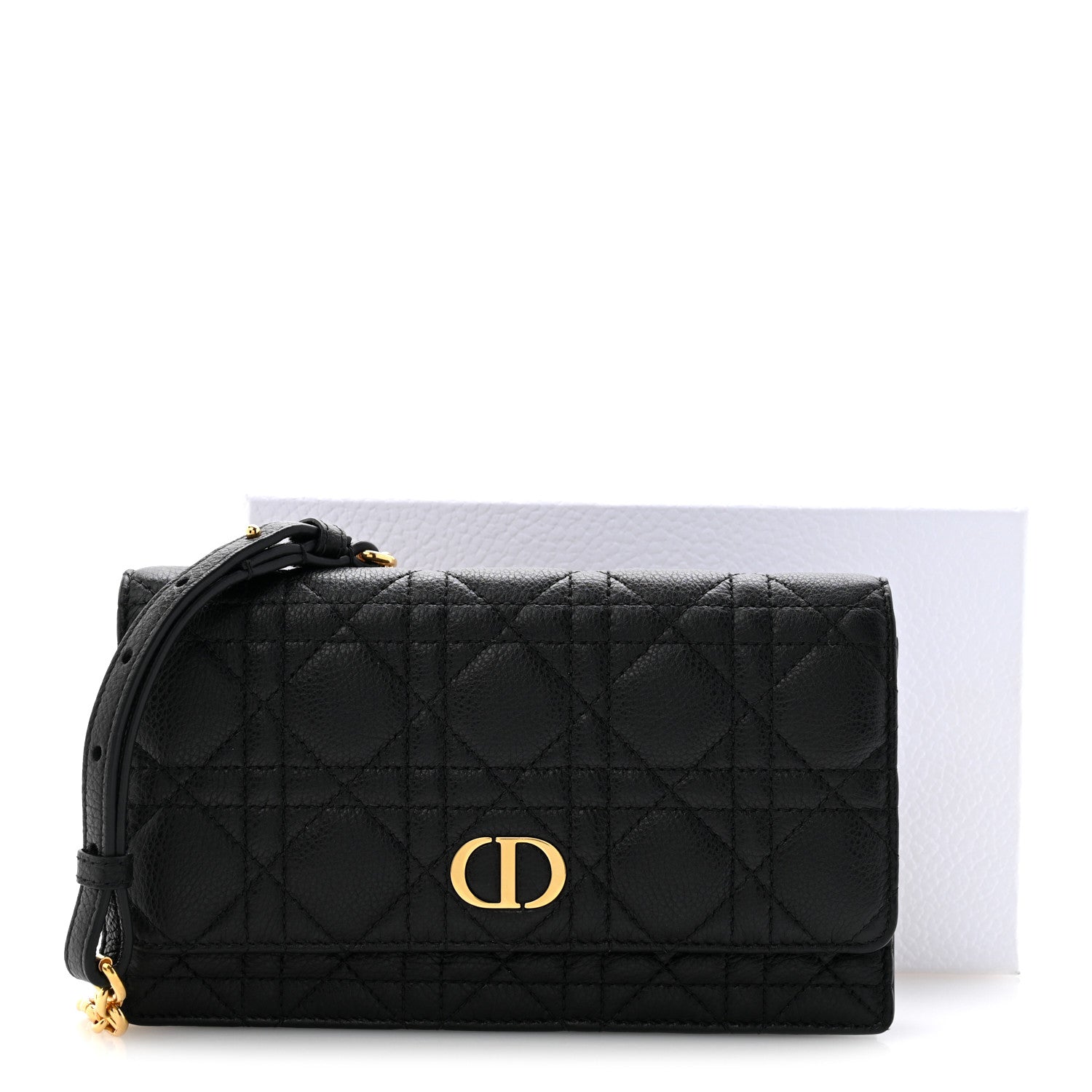 Christian Dior Supple Calfskin Cannage Caro Belt Pouch with Chain Black 14 of 14