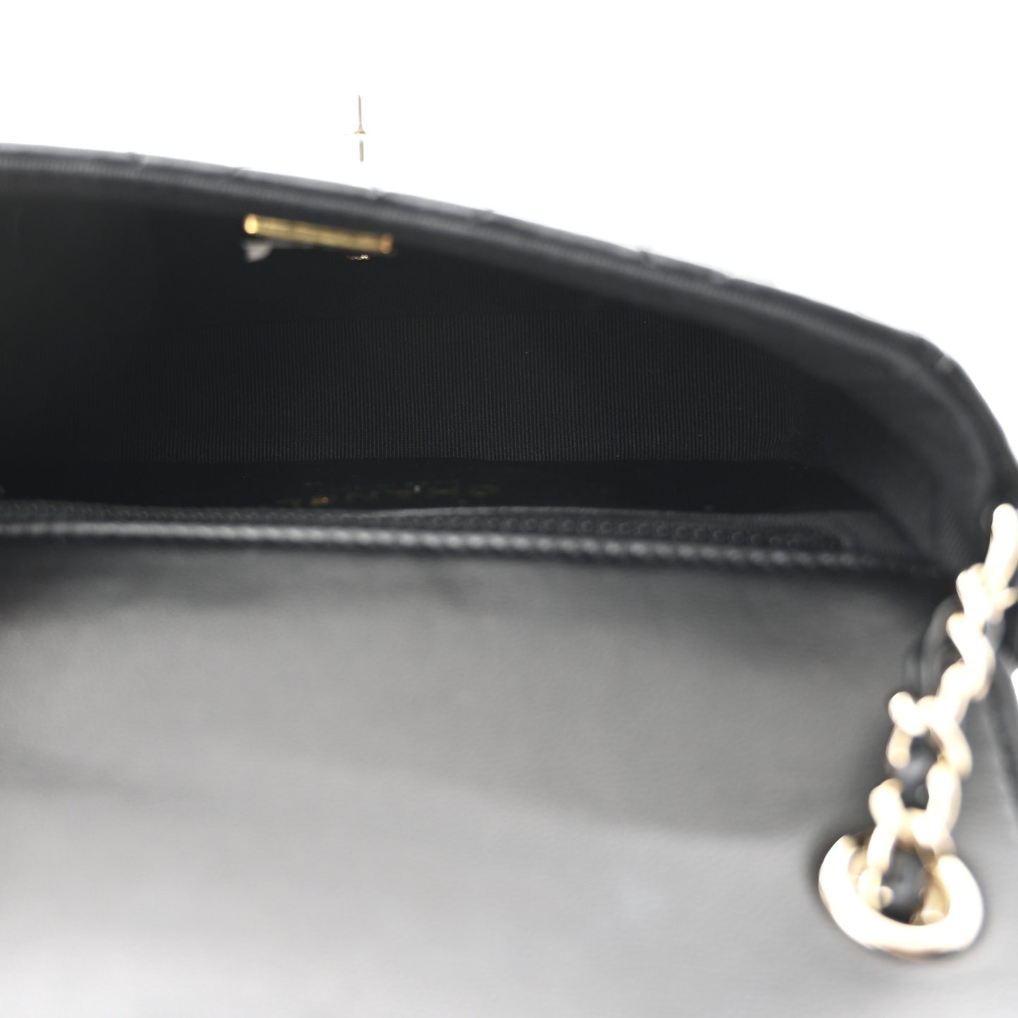 Lambskin Resin Quilted Mini Heart Square Flap Black