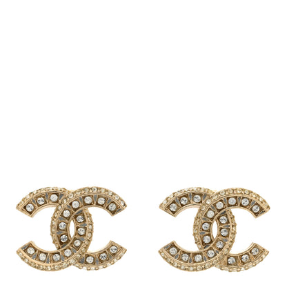 Chanel Crystal Timeless CC Earrings Light Gold 1 of 6