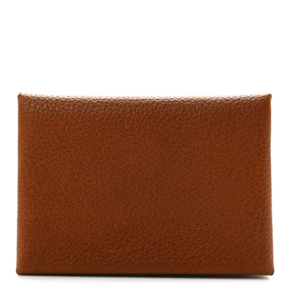 Hermes Barenia Faubourg Verso Calvi Duo Card Case Fauve 1 of 8