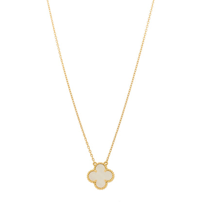Van Cleef & Arpels 18K Yellow Gold Mother of Pearl Vintage Alhambra Pendant Necklace 1 of 6