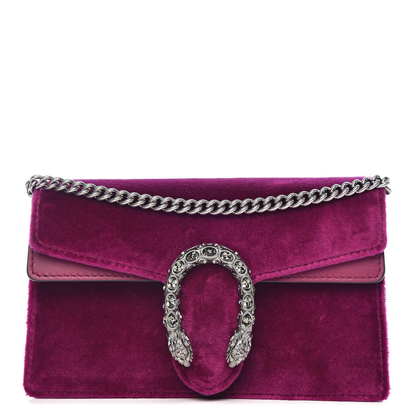 極美品　37　GUCCI　グッチ　デュオニソス　ベロア　チェーン　ミニ　パープル Gucci Velvet Super Mini Dionysus Shoulder Bag Fuchsia Violet