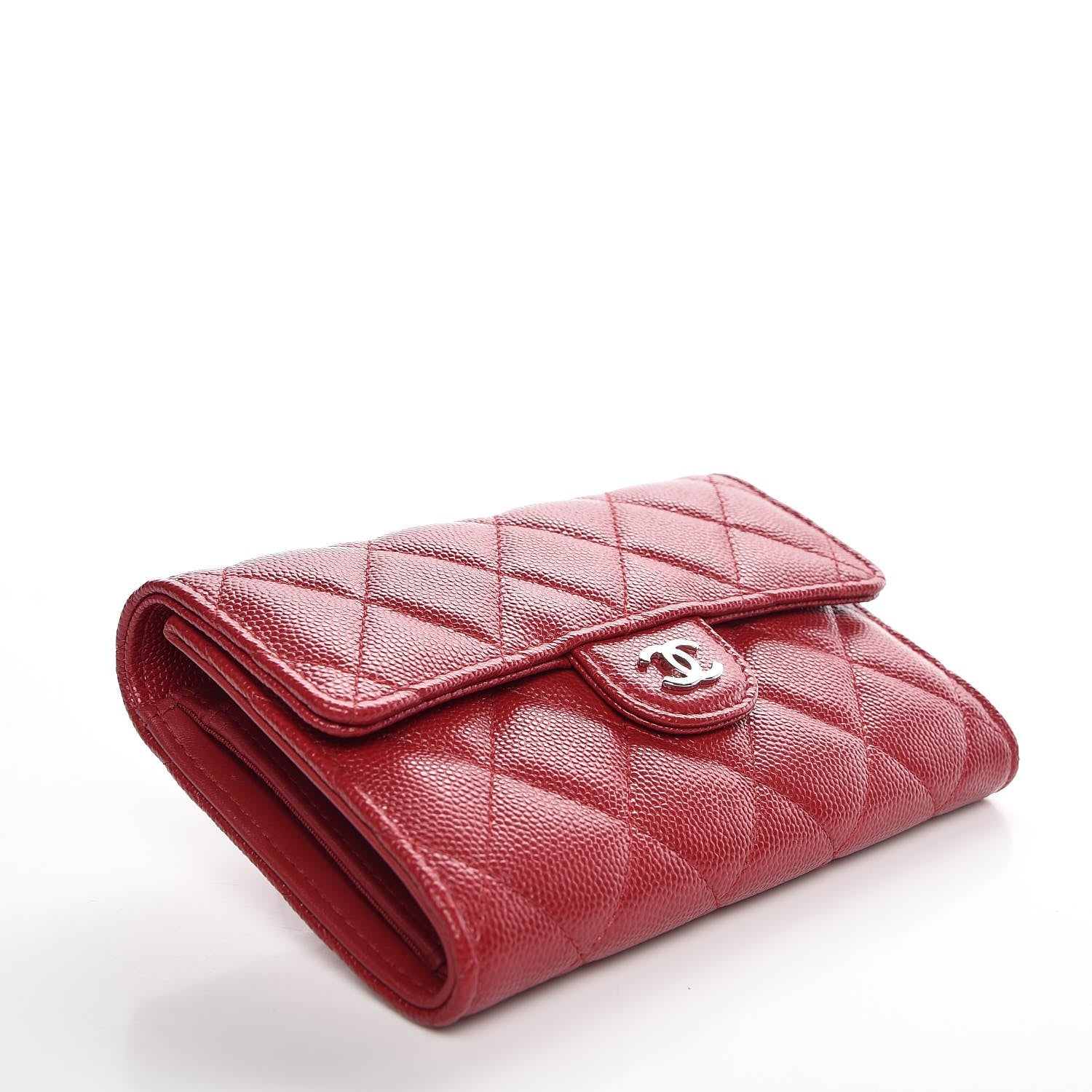 Chanel Caviar Quilted Medium Flap Wallet Dark Red 4 of 8