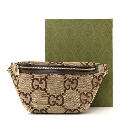 Gucci Monogram Jumbo GG Textured Dollar Calfskin Web Belt Bag Camel Ebony New Acero 15 of 15