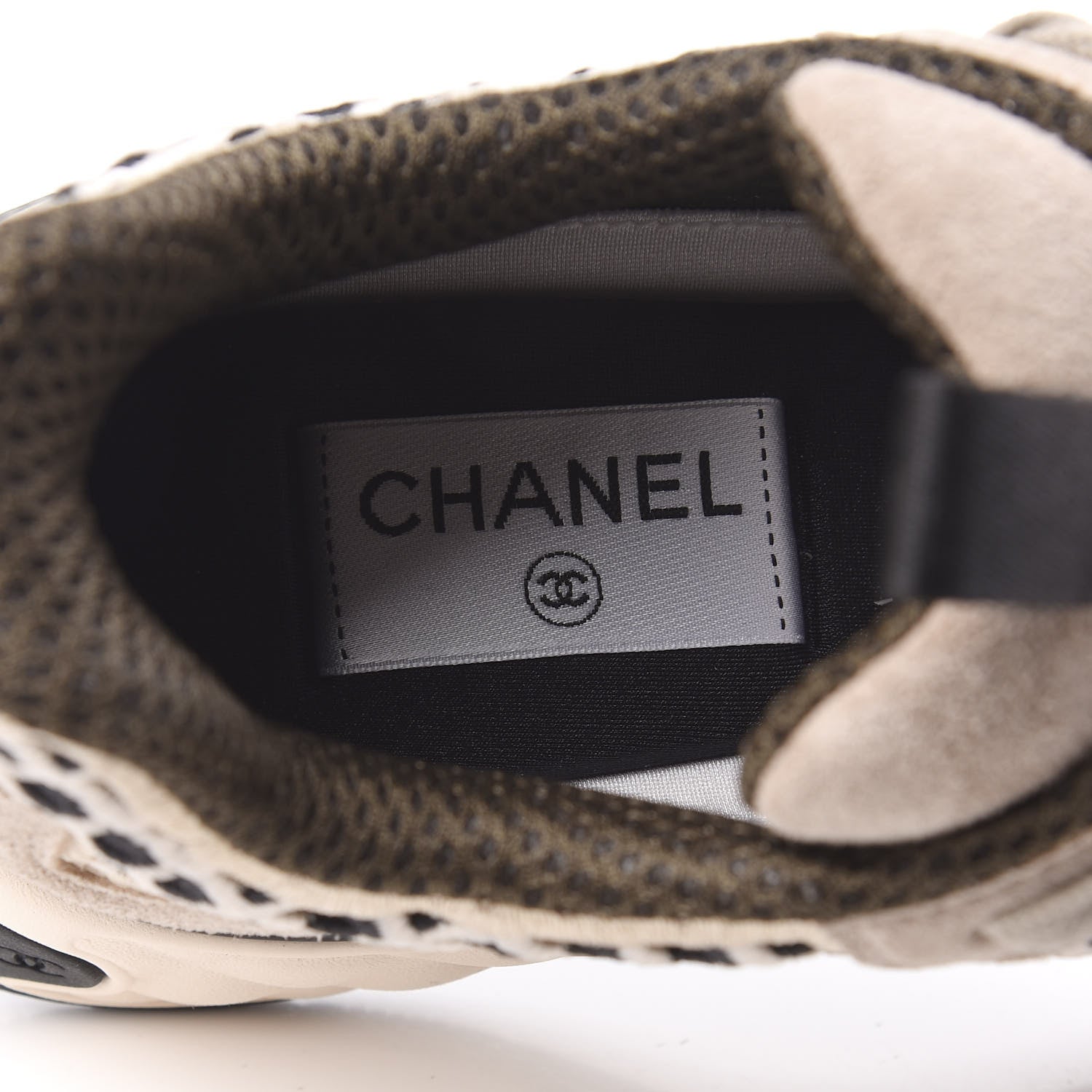 Chanel Suede Calfskin Embroidered CC Sneakers 39 Beige Black 6 of 8