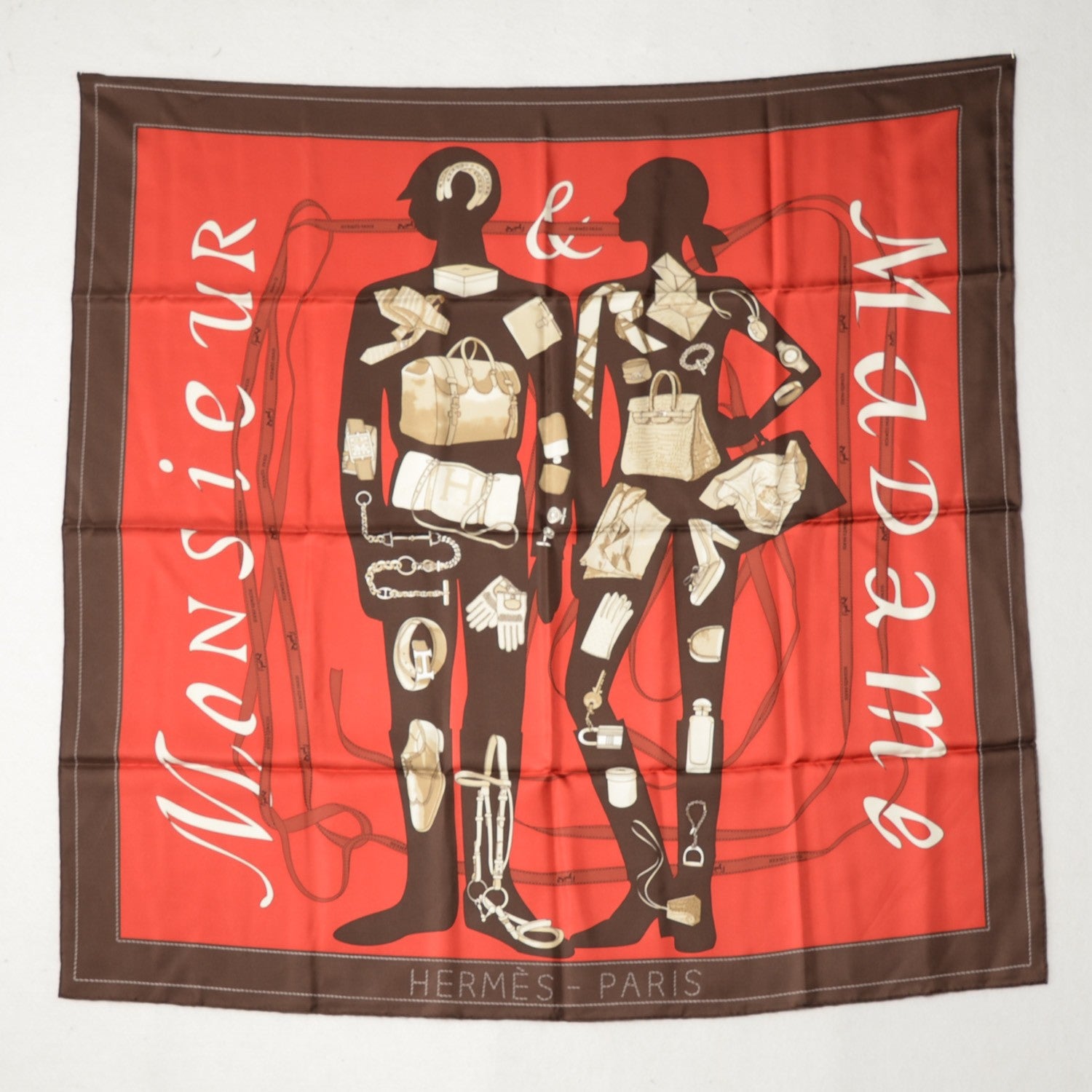 Hermes Silk Monsieur et Madame II Scarf 90 2 of 5