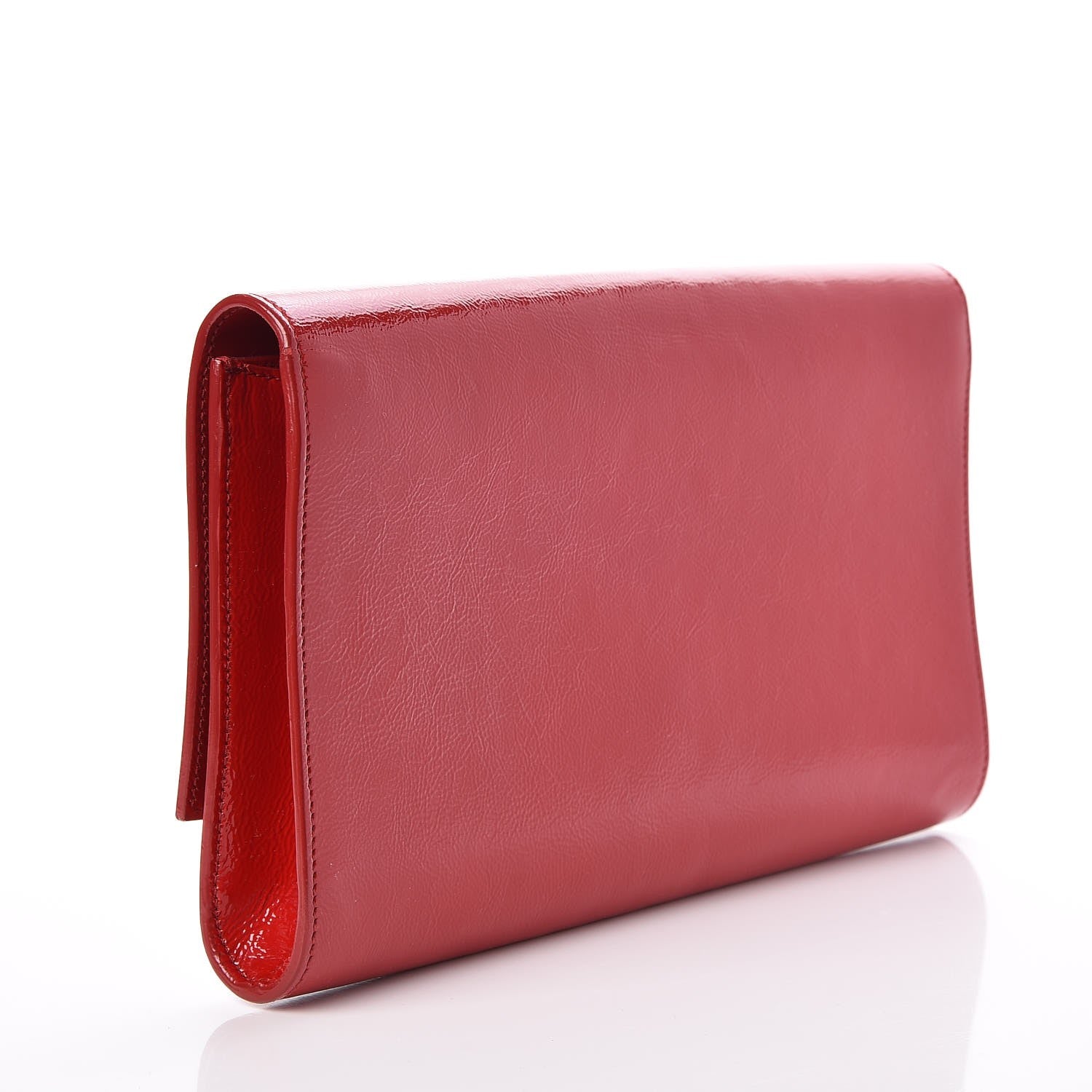Saint Laurent Textured Patent Monogram Large Belle De Jour Clutch Red 3 of 7