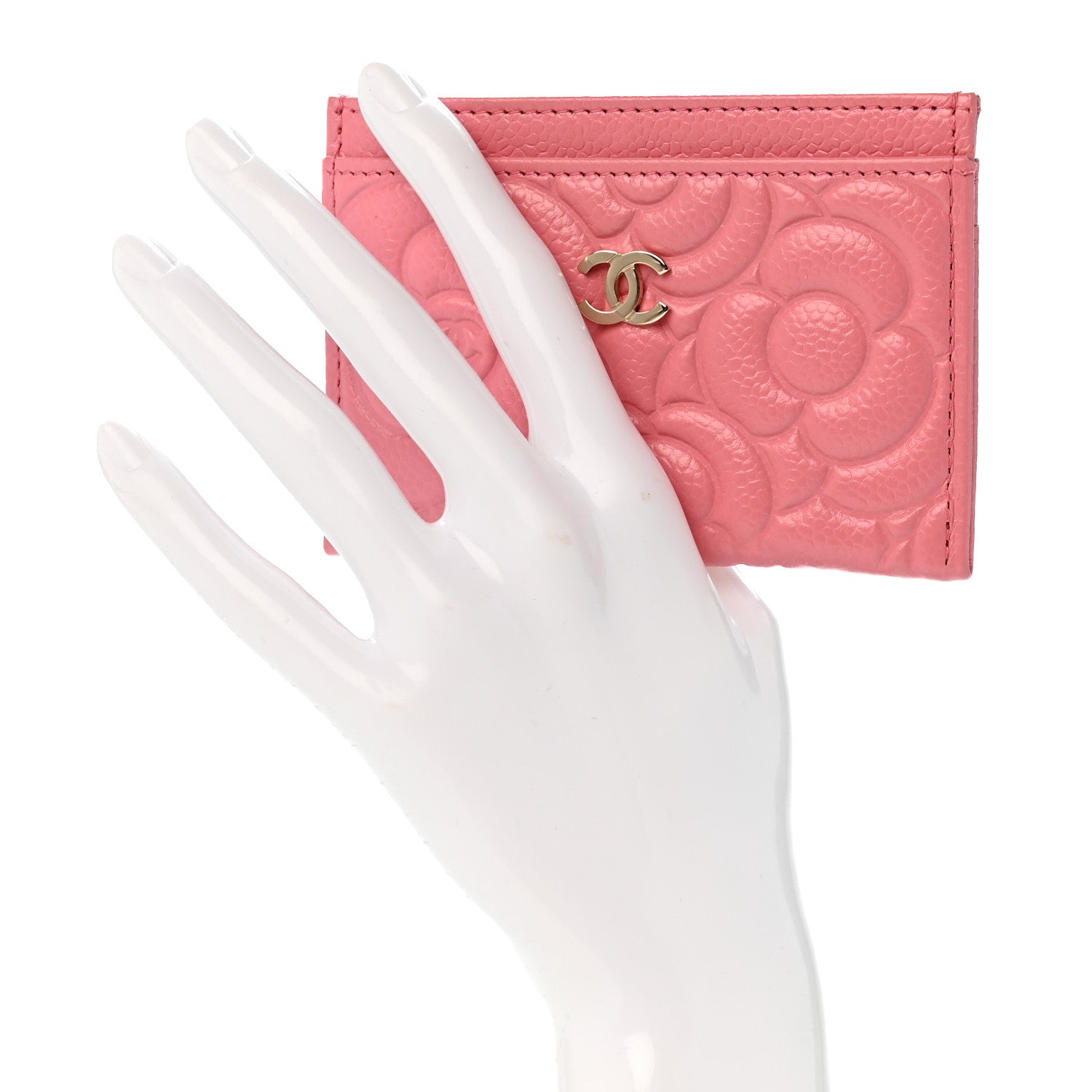 Chanel Caviar Camellia Embossed Card Holder Pink 2 of 8