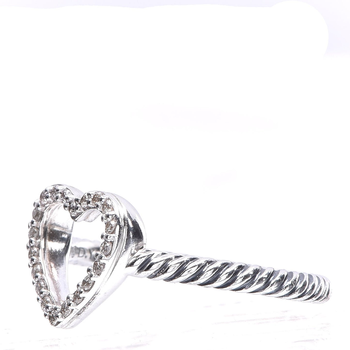 Sterling Silver Diamond 10mm Open Heart Ring 53.1 6.5