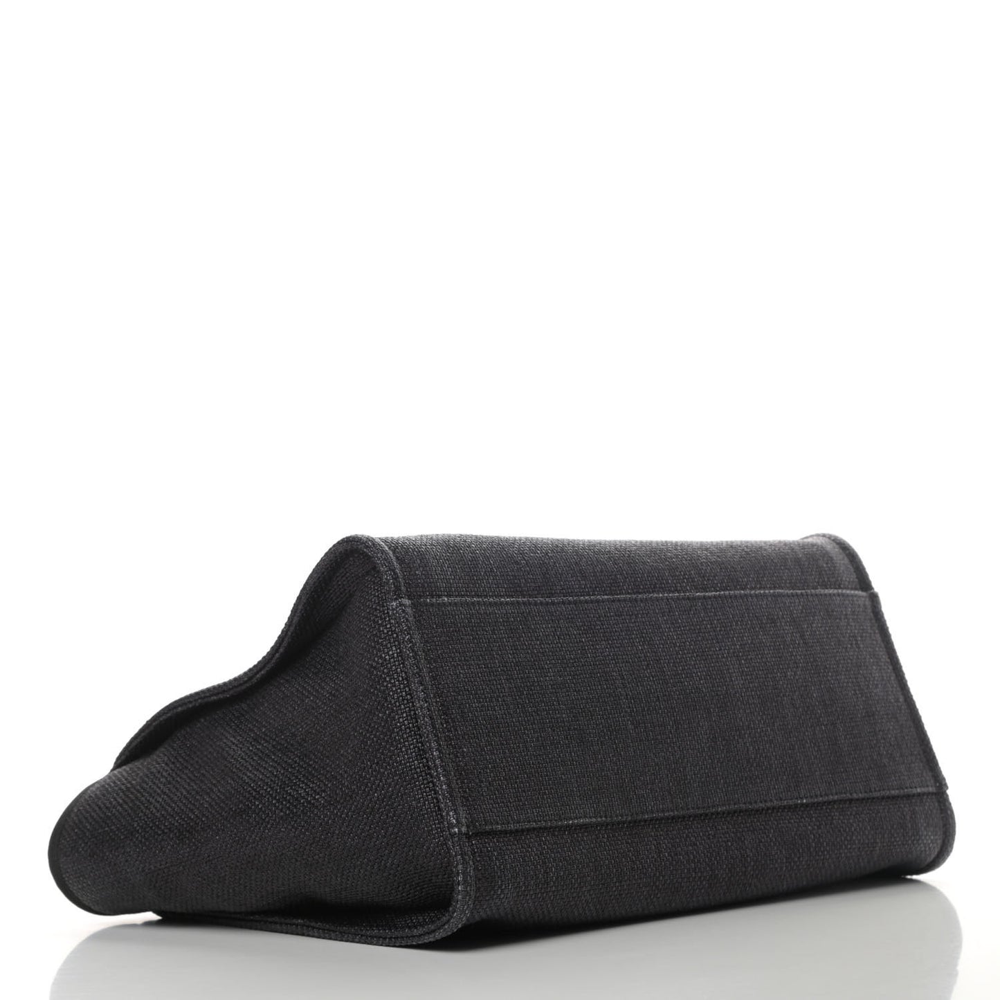 Woven Straw Raffia Medium Deauville Tote Black