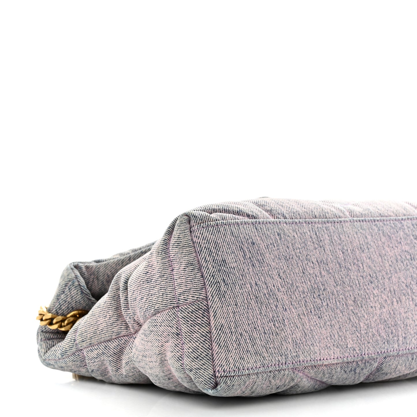 Denim Quilted Small Loulou Puffer Monogram Chain Satchel Bleached Lilac