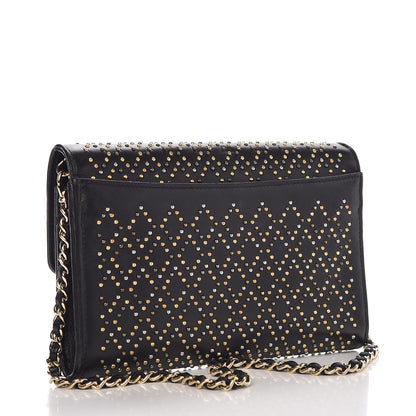 Chanel Lambskin Studded Chain Wallet Black 3 of 9
