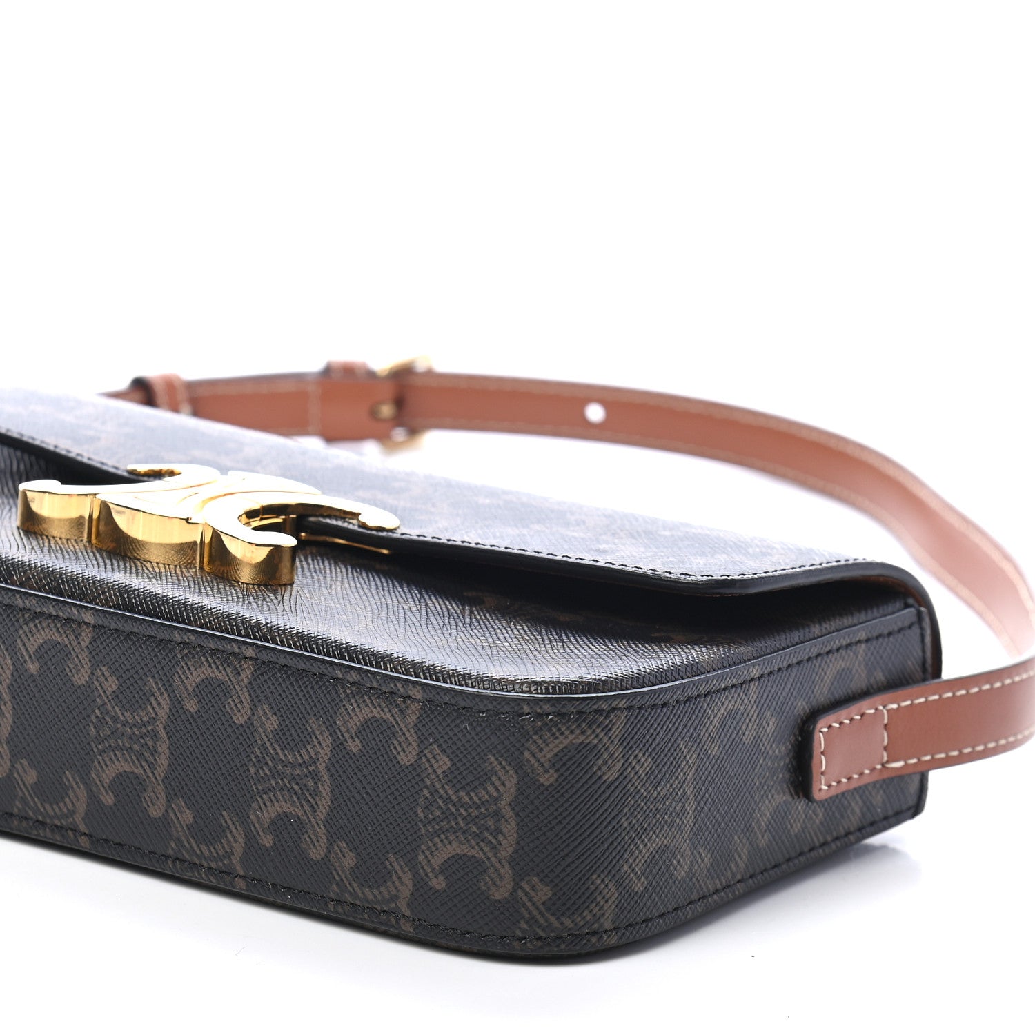 Celine Canvas Calfskin Triomphe Shoulder Bag Tan 10 of 10