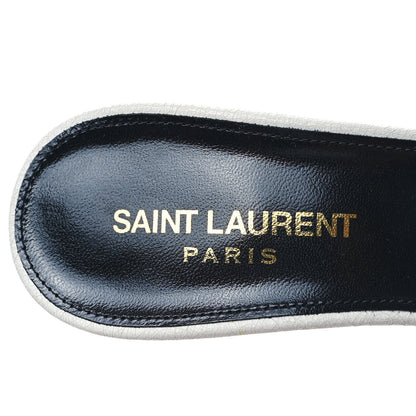 Saint Laurent Grain De Poudre Tribute 85 Slide Studded Sandals 36 Off White 7 of 9
