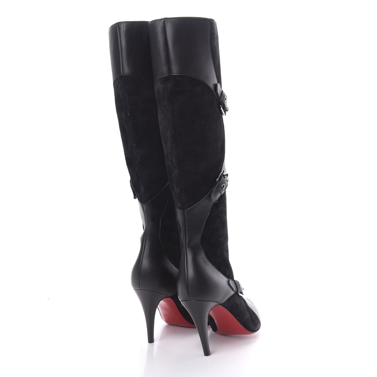 Christian Louboutin Calfskin Cuoio Canassone Botta 100 Knee Boots 38.5 Black 3 of 8