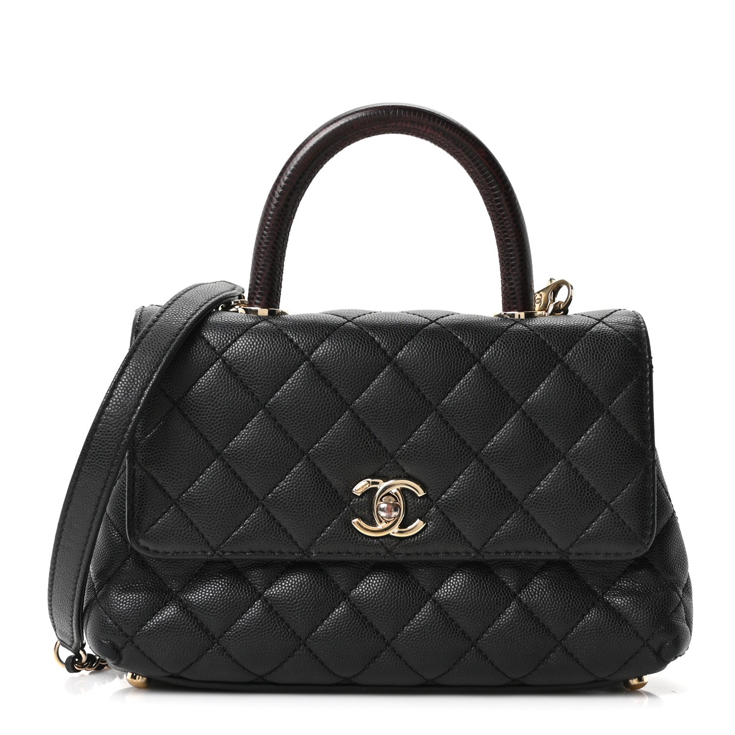 Chanel Caviar Lizard Embossed Quilted Mini Coco Handle Flap Black 1 of 21