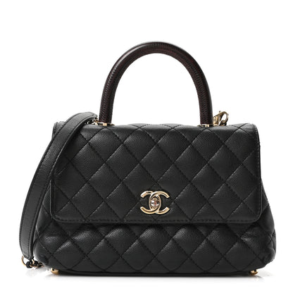 Chanel Caviar Lizard Embossed Quilted Mini Coco Handle Flap Black 1 of 21