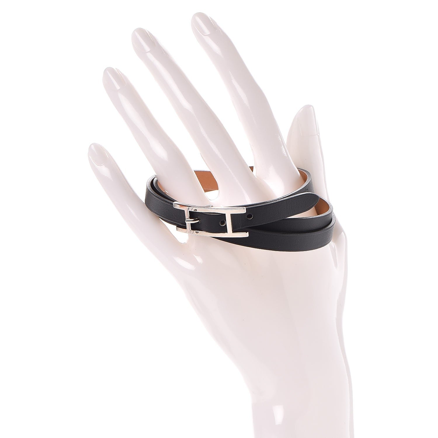 Hermes Chamonix Hapi 3MM Triple Tour Wrap Bracelet S Black 2 of 5