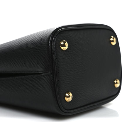 Prada Saffiano Cuir Small Panier Bucket Bag Black Fuoco 8 of 9