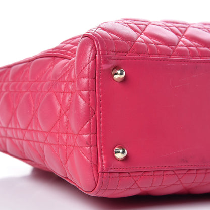 Christian Dior Lambskin Cannage Large Lady Dior Fuchsia 15 of 17