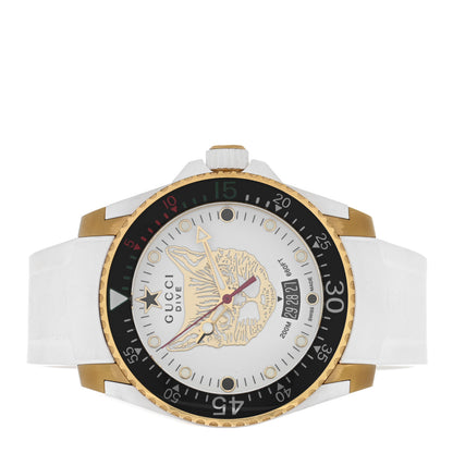 Gucci Stainless Steel Rubber 40mm Dive Feline Quartz Watch White 2 of 5