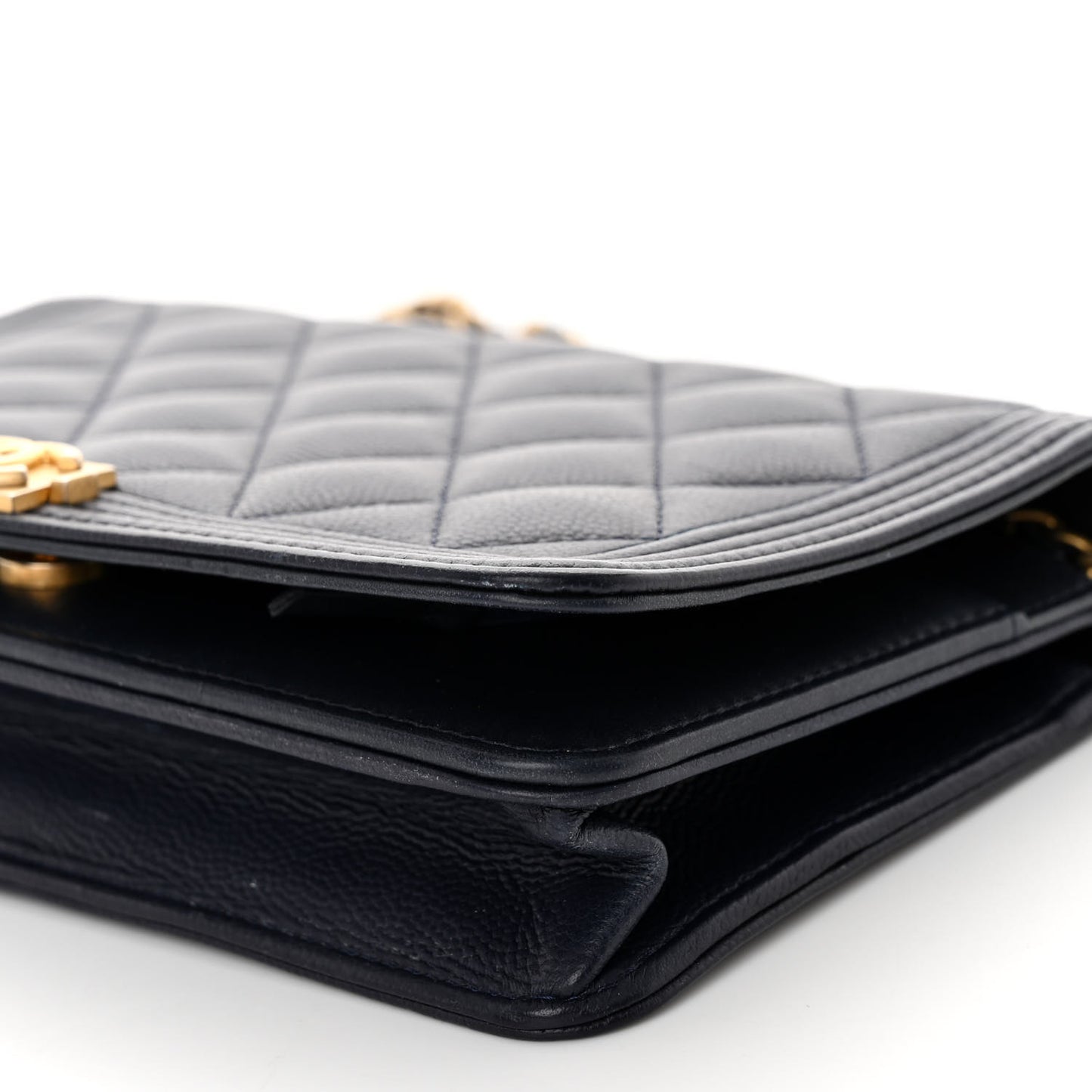 Caviar Quilted Boy Wallet On Chain WOC Navy