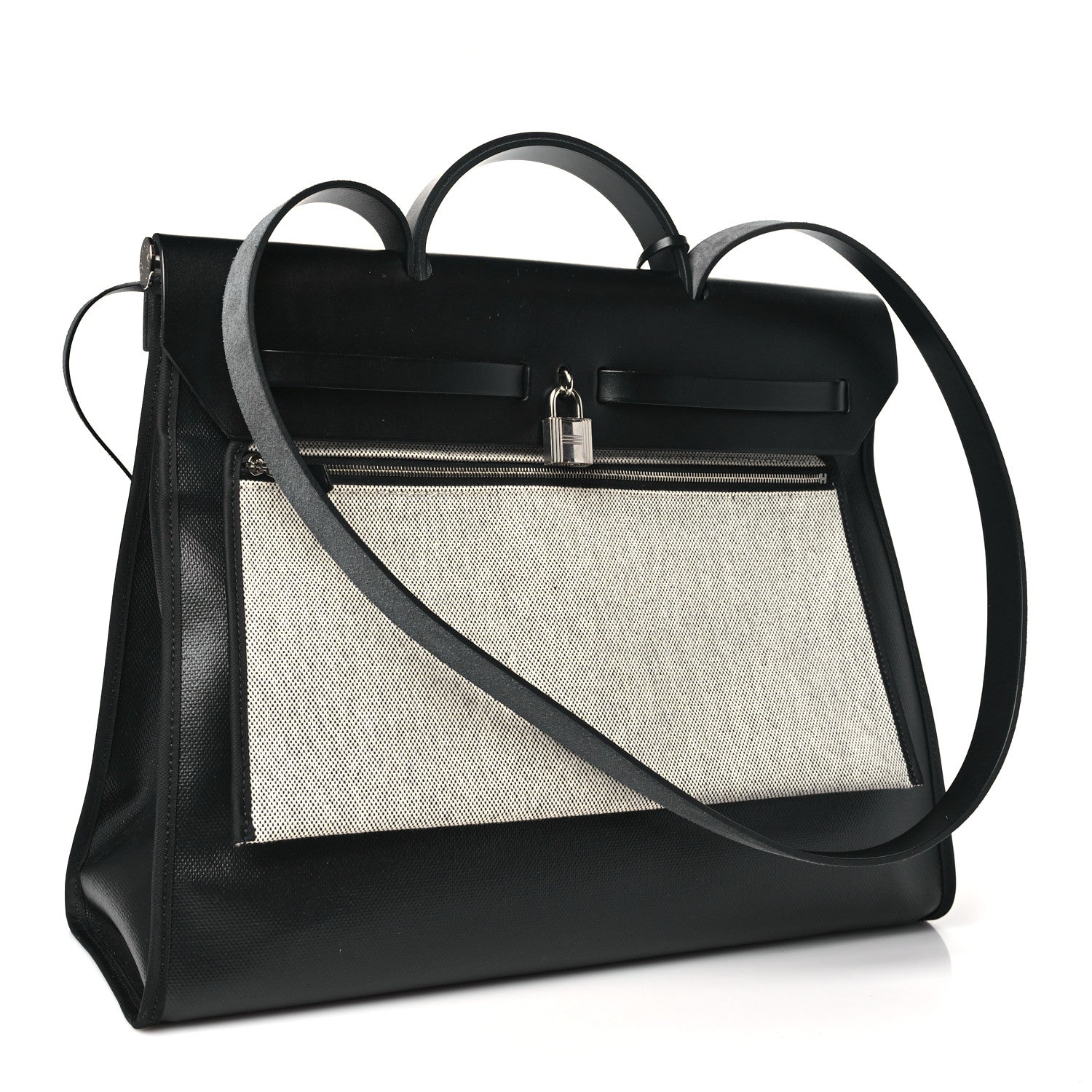 Hermes Toile H Berline Vache Hunter Herbag Zip 39 MM Black Ecru 4 of 12