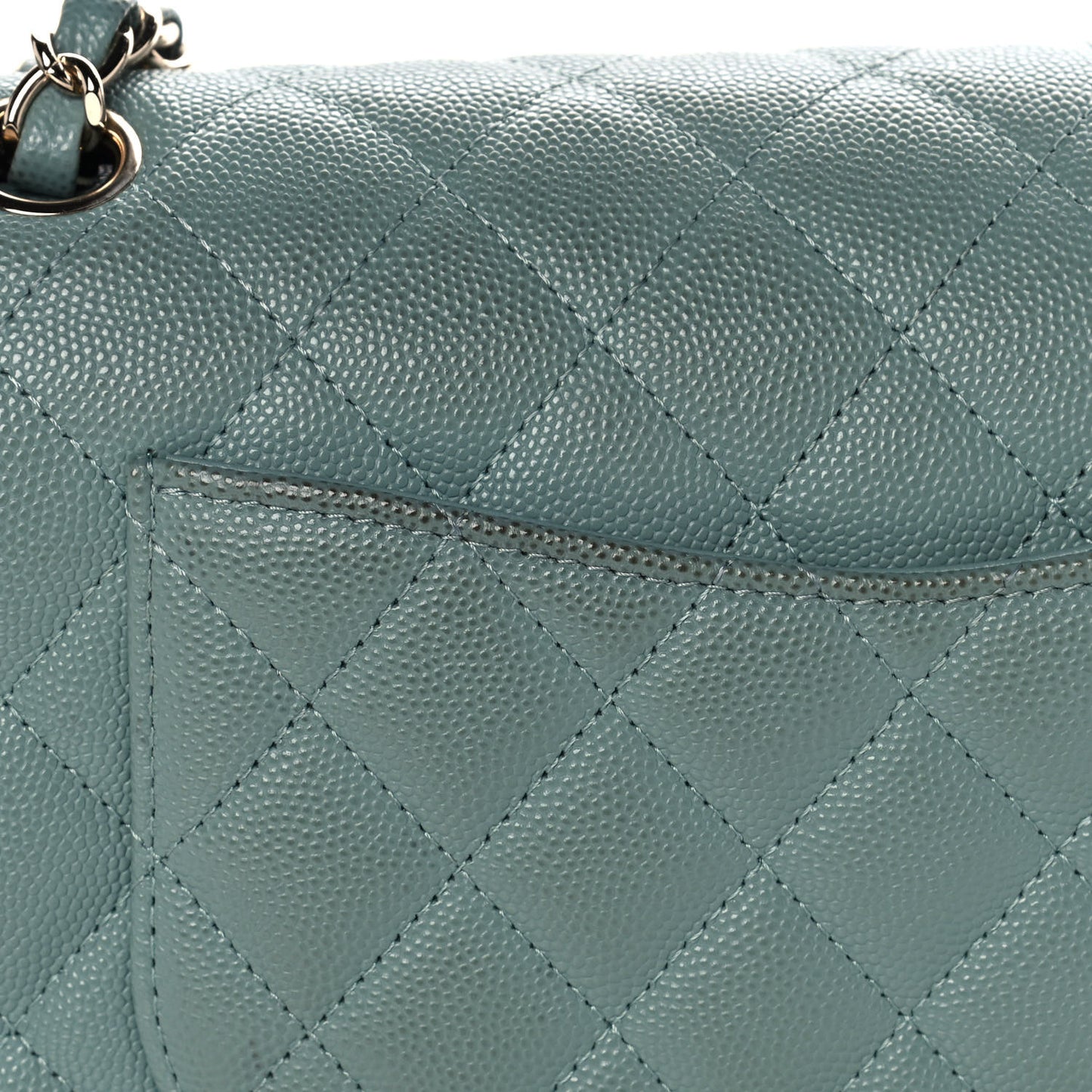 Caviar Quilted Medium Double Flap Green