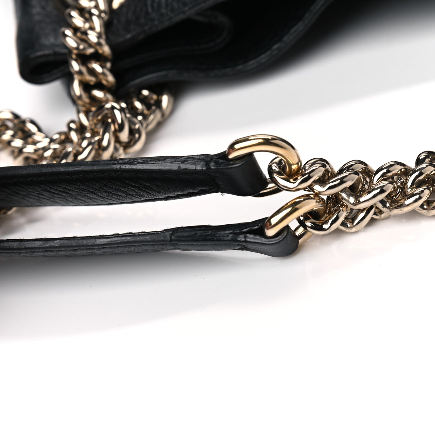 Pebbled Calfskin Medium Soho Chain Shoulder Bag Black