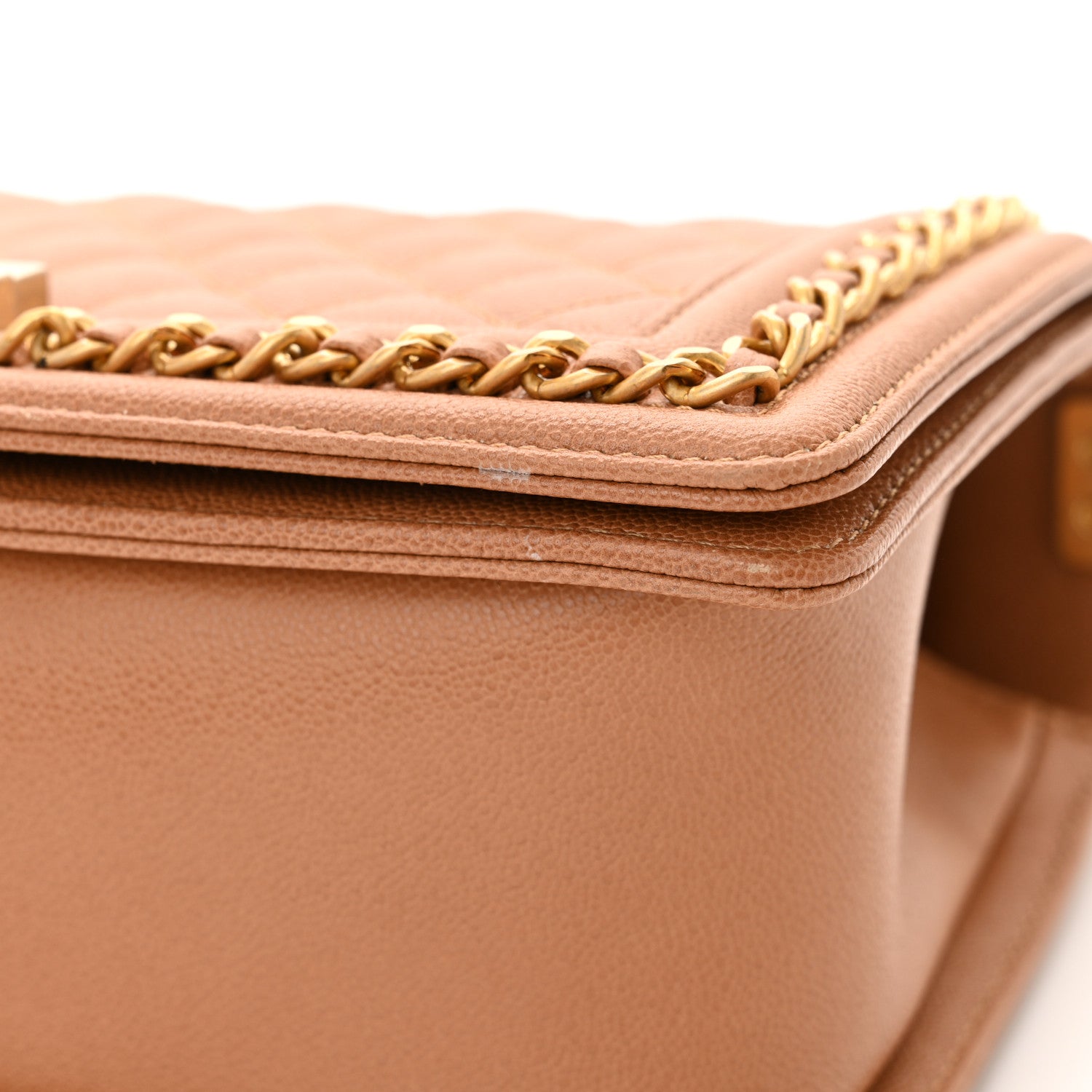 Chanel Caviar Quilted Chain Around Medium Boy Flap Beige 13 of 14