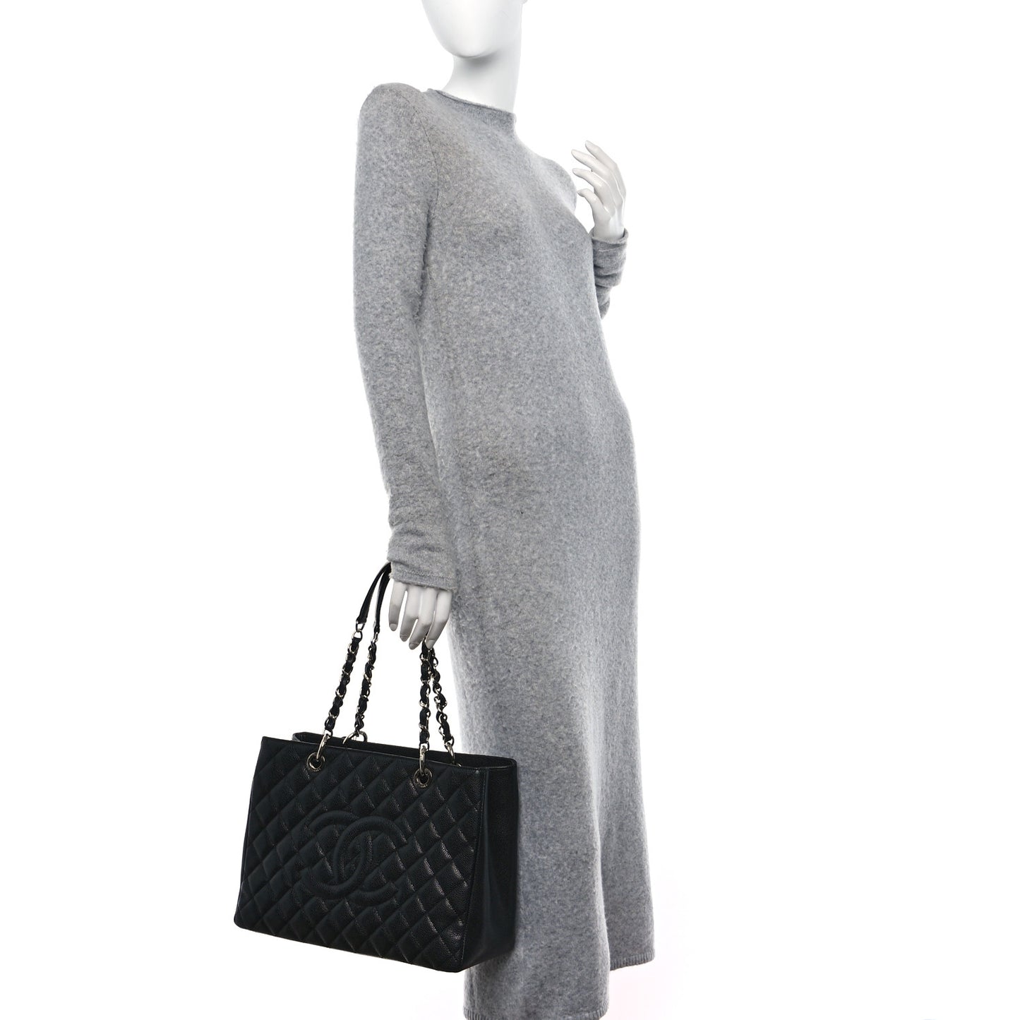 Caviar Quilted Grand Shopping Tote GST Black
