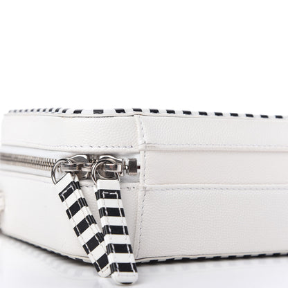 Chanel Caviar Quilted Striped Small CC Filigree Vanity Case White Black 6 of 10