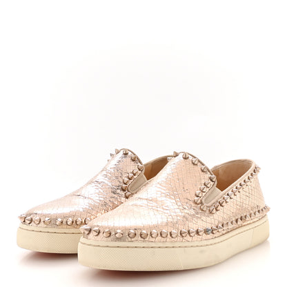 Christian Louboutin Metallic Snakeskin Embossed Pik Boat Flat 36.5 Colombe 4 of 8