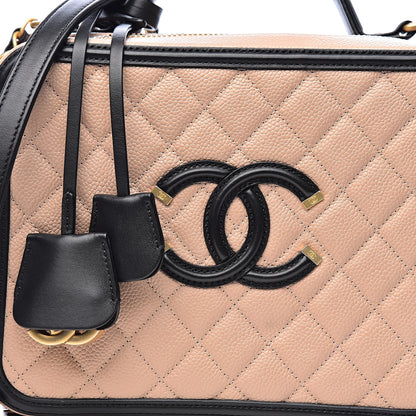 Chanel Caviar Quilted Large CC Filigree Vanity Case Beige Black 10 of 10