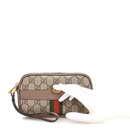 Gucci GG Supreme Monogram Ophidia Phone Case Wristlet Brown 2 of 9