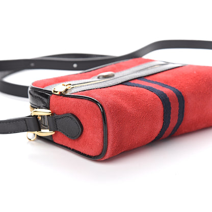 Gucci Suede Patent Web Mini Ophidia Shoulder Bag Red 7 of 8