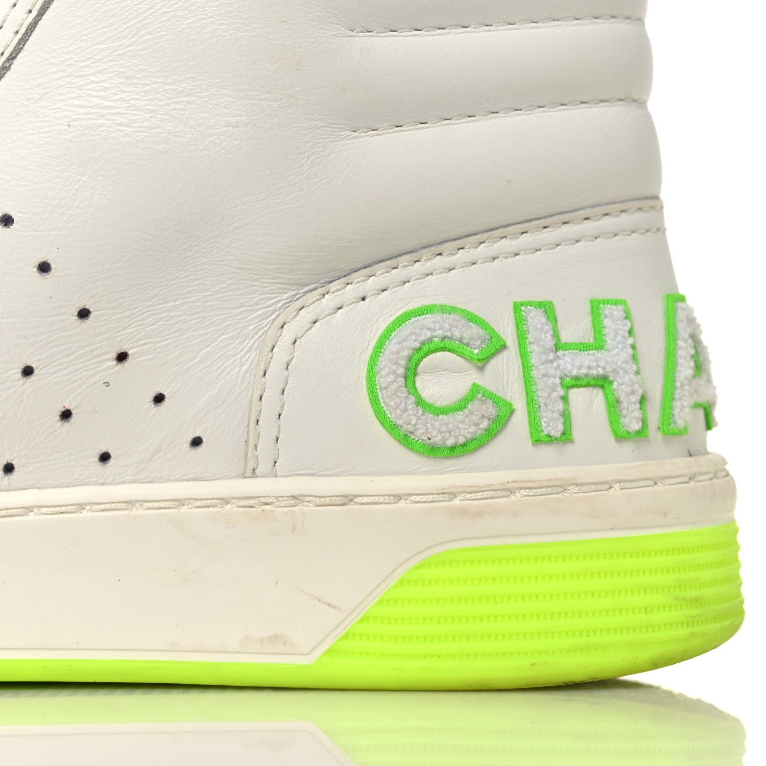 Chanel Calfskin Womens Logo High Top Sneakers 36.5 White Multicolor 12 of 18